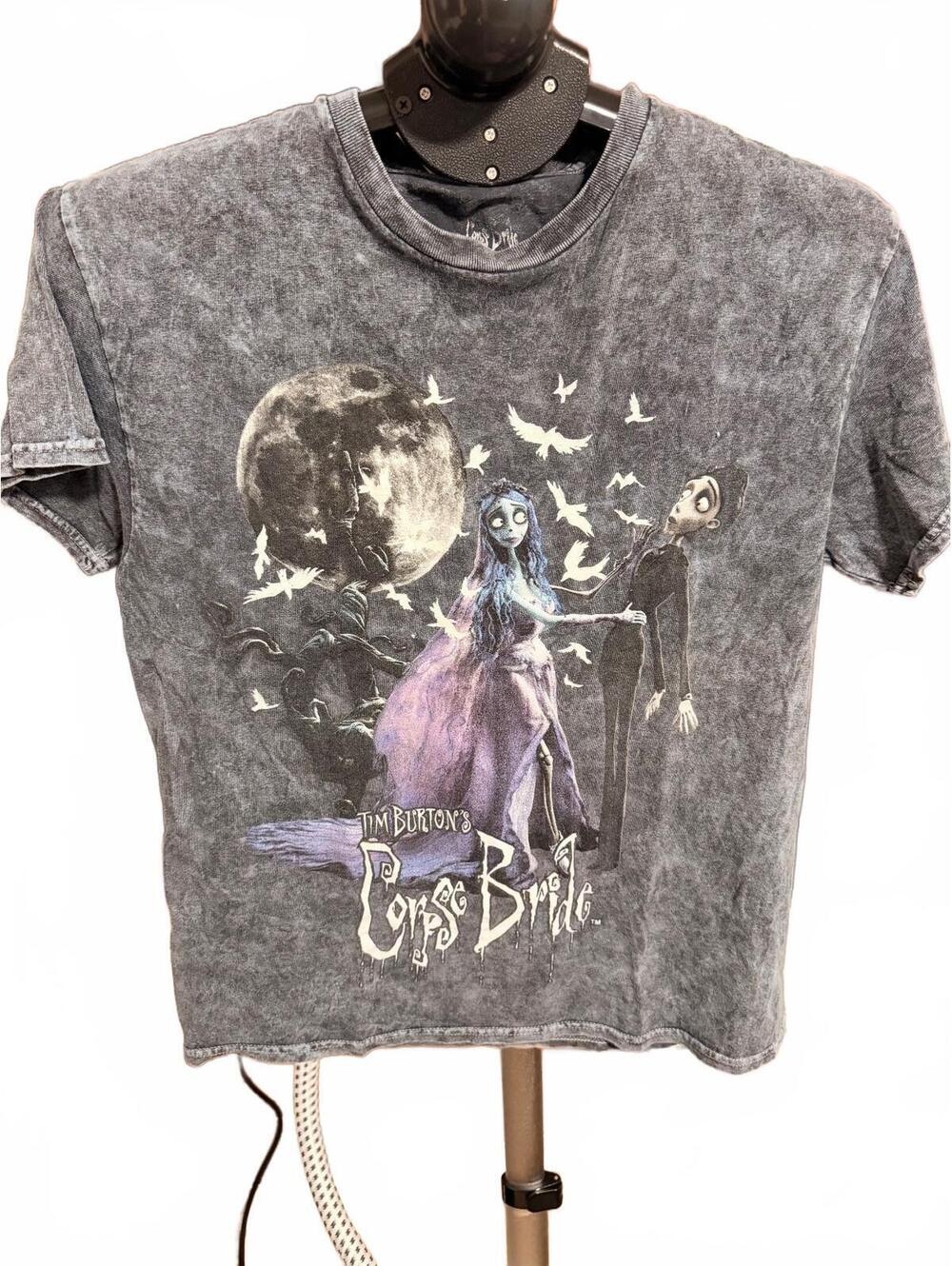 Tim Burton Corpse Bride Graphic T-Shirt Unisex M Gray Acid-W